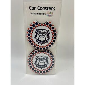 Set Of 2 Custom Made Neoprene Car Coasters Ga Bulldogs